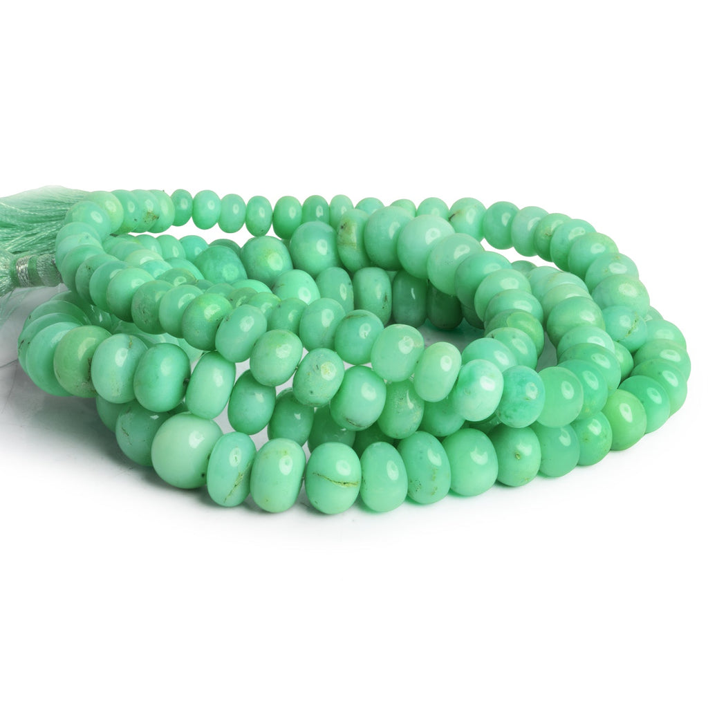 6 - 11mm Chrysoprase Plain Rondelles 16 inch 70 beads - The Bead Traders
