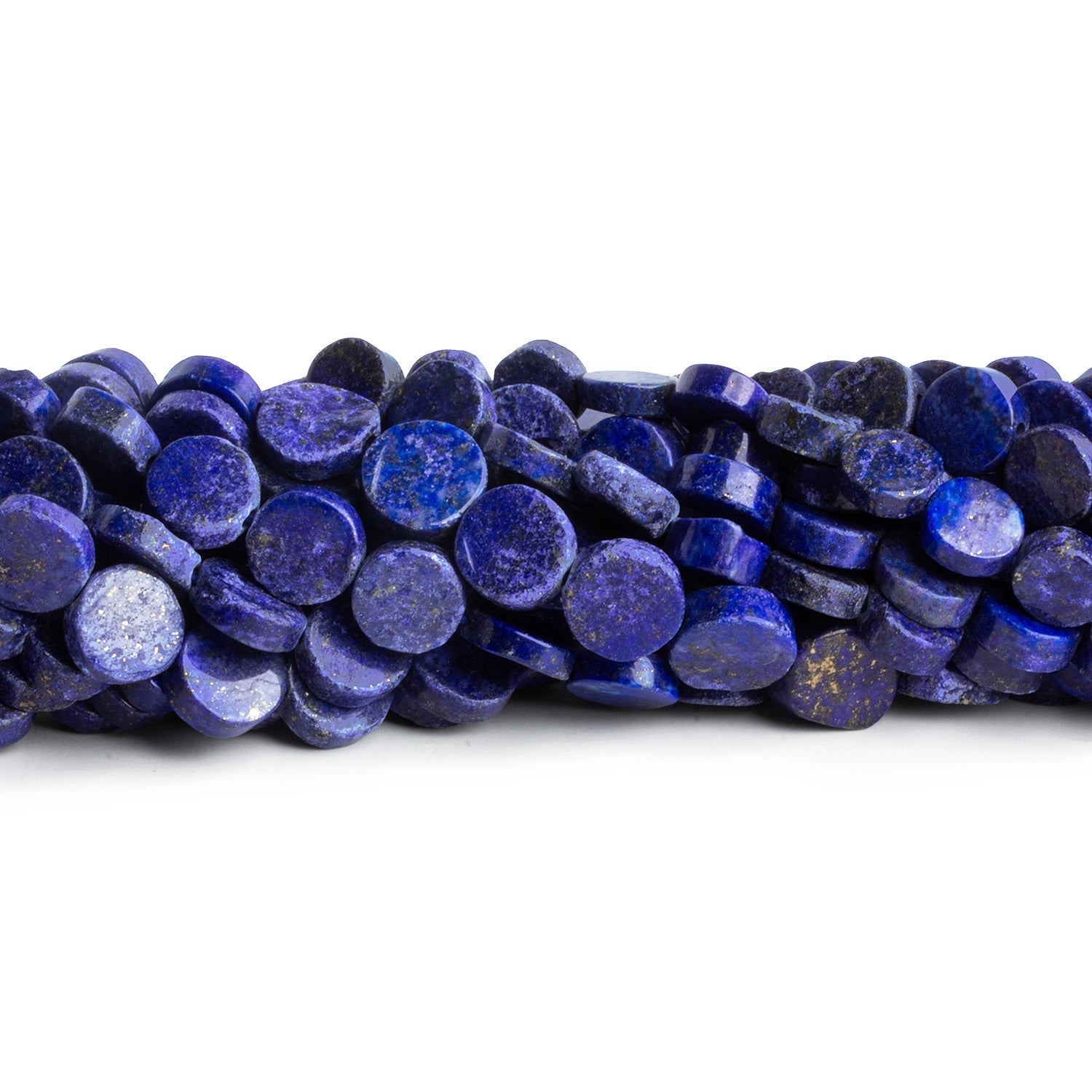 6 - 11mm Lapis Lazuli Handcut Coins 12 inch 35 beads - The Bead Traders