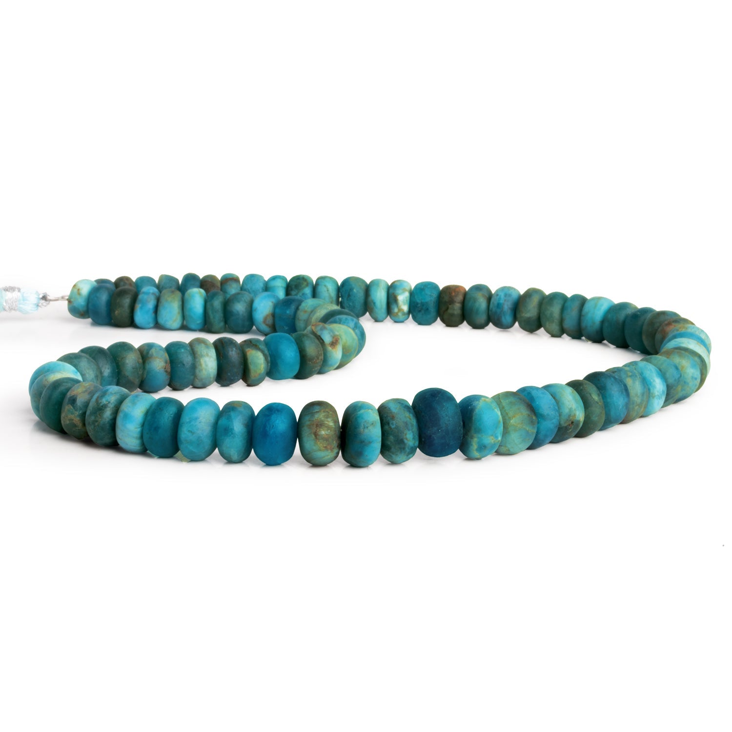 6 - 11mm Matte Apatite Plain Rondelles 14 inch 70 beads - The Bead Traders