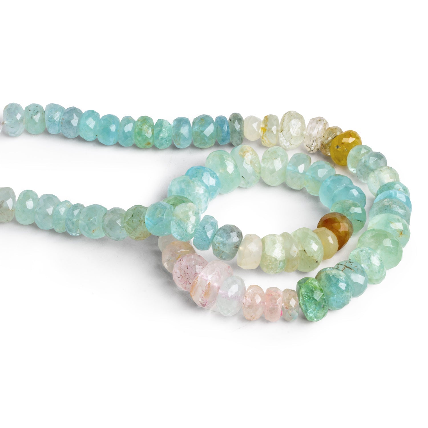 6 - 11mm Multicolor Beryl Faceted Rondelles 14 inch 65 beads - The Bead Traders