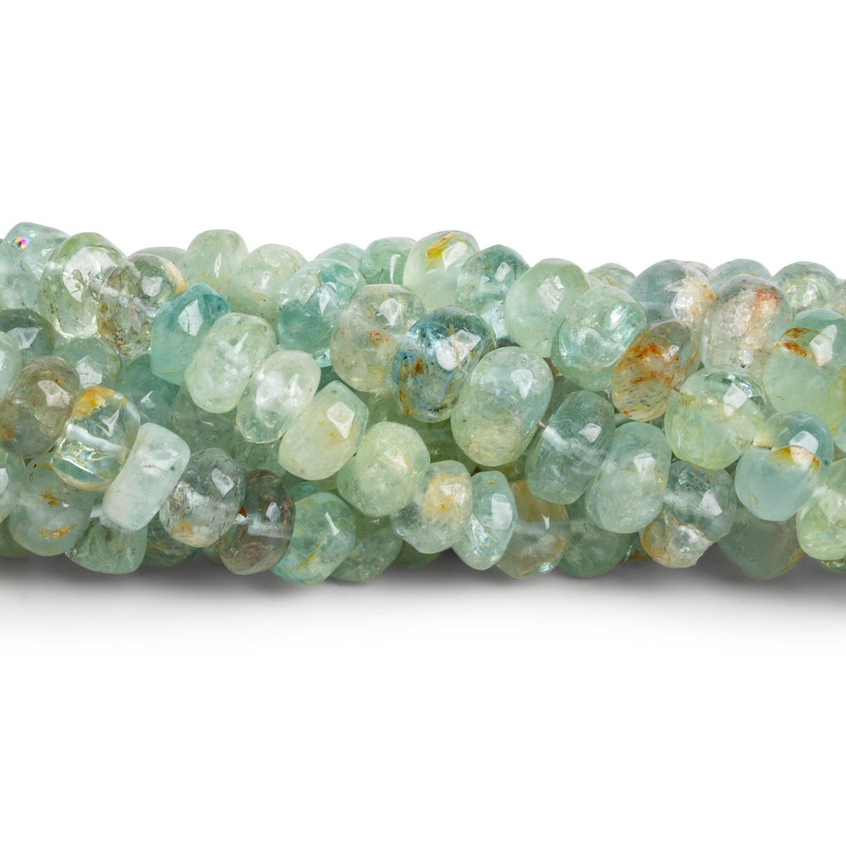 6-12mm Natural Aquamarine Plain Rondelles 16 inch 80 beads - The Bead Traders