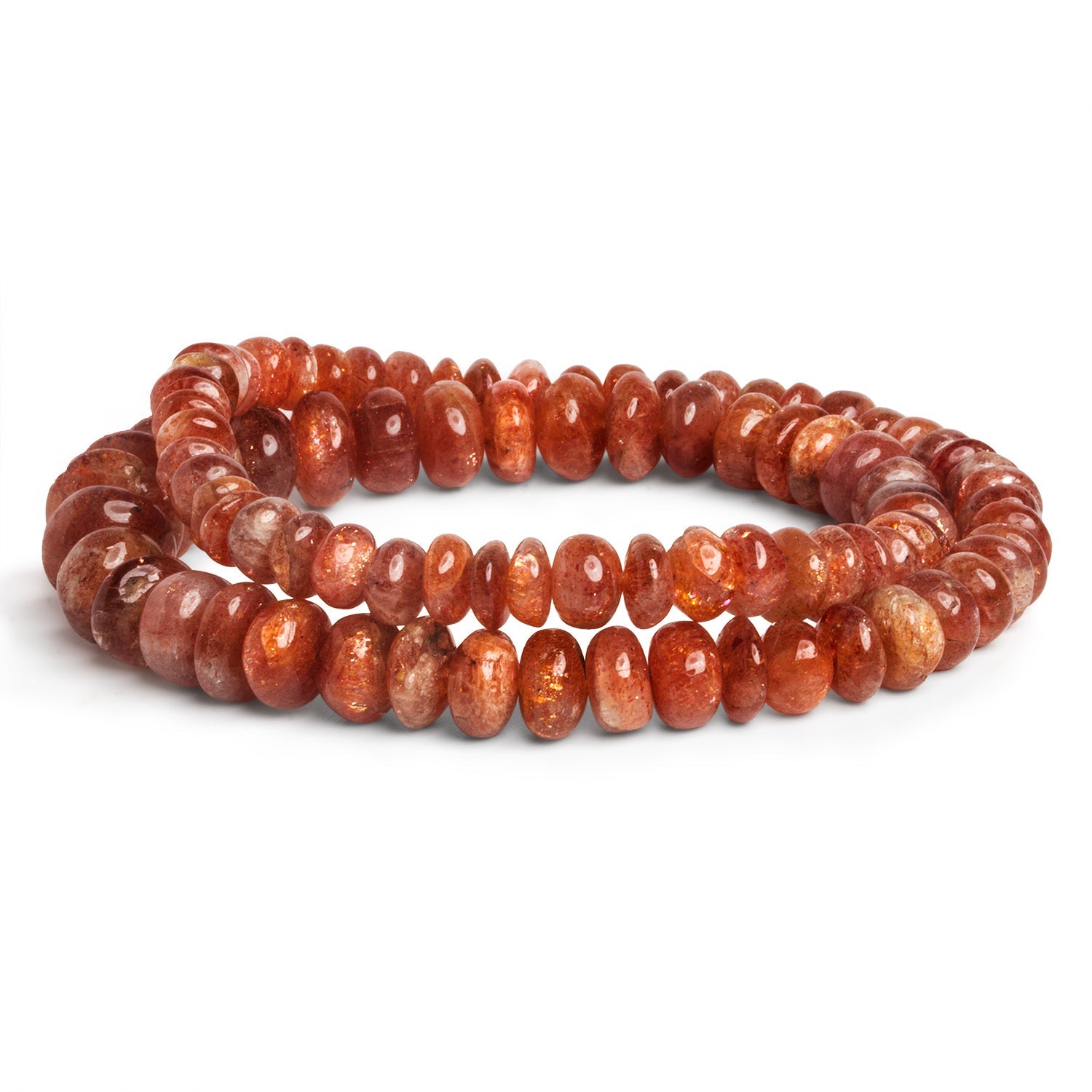 6 - 12mm Sunstone Plain Rondelles 16 inch 90 beads - The Bead Traders