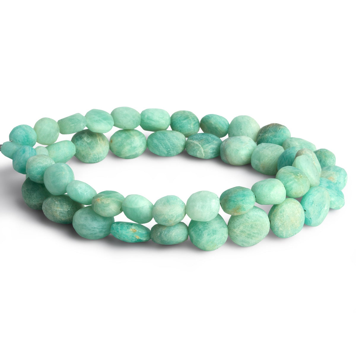 6-13mm Matte Amazonite Coins 16 inch 42 beads - The Bead Traders