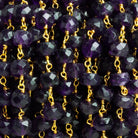 6-6.5mm Amethyst Rondelle Gold Chain 32 beads - The Bead Traders