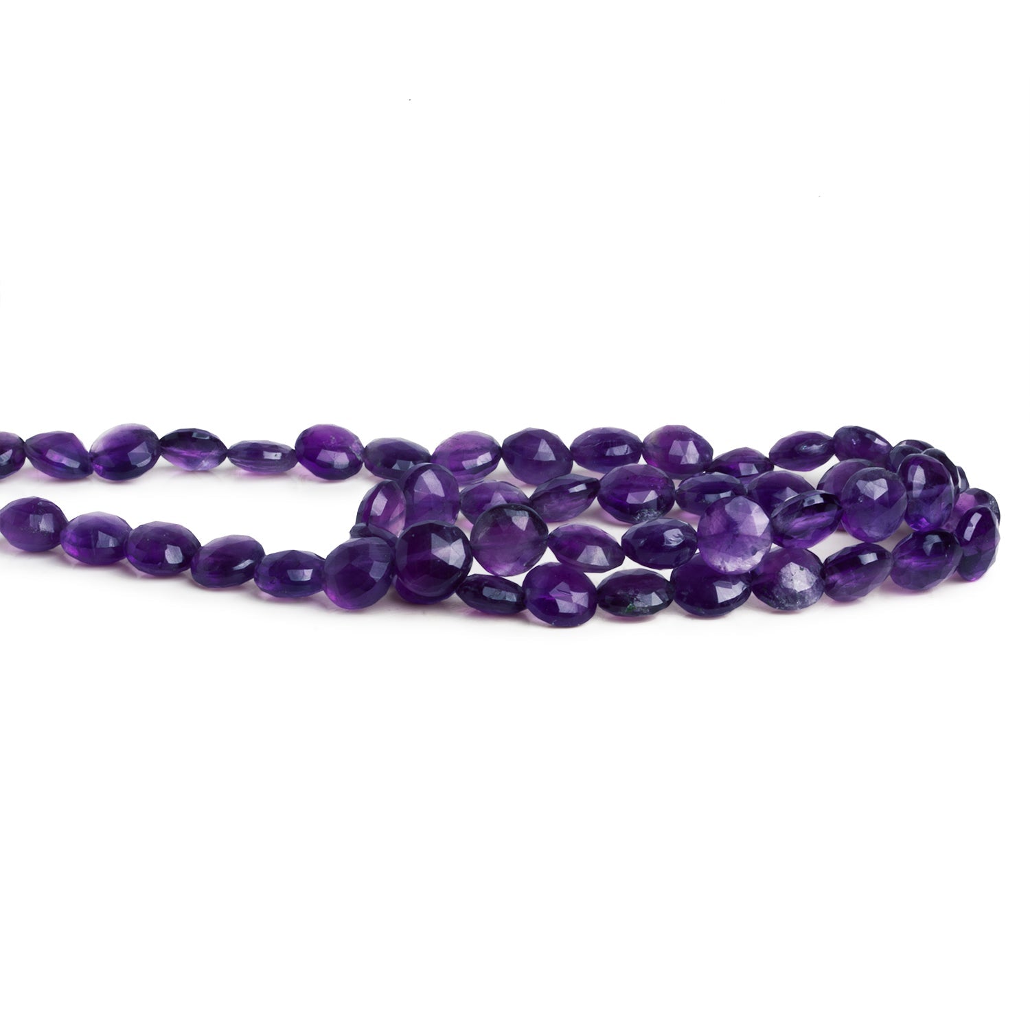 6 - 7mm African Amethyst Faceted Coins 14 inch 50 beads - The Bead Traders