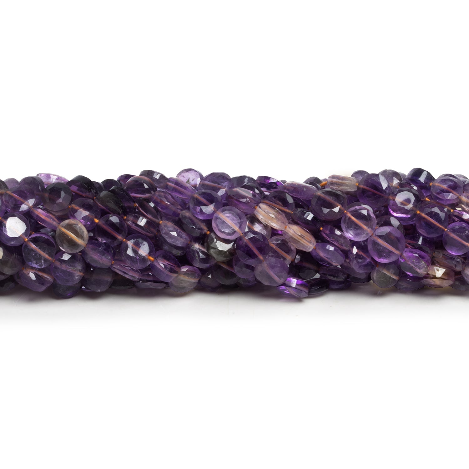 6-7mm Ametrine Faceted Coins 12 inch 53 beads - The Bead Traders