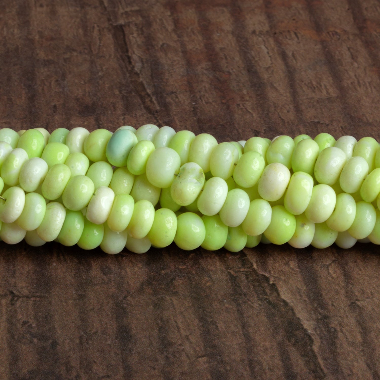 6 - 7mm Chartreuse Opal Plain Rondelles 16 inch 105 beads - The Bead Traders