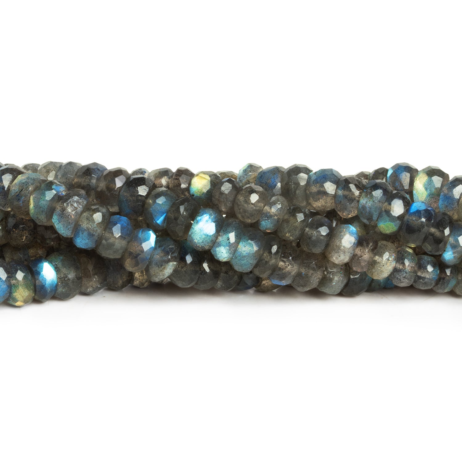 6 - 7mm Labradorite Faceted Rondelles 14 inch 90 beads - The Bead Traders