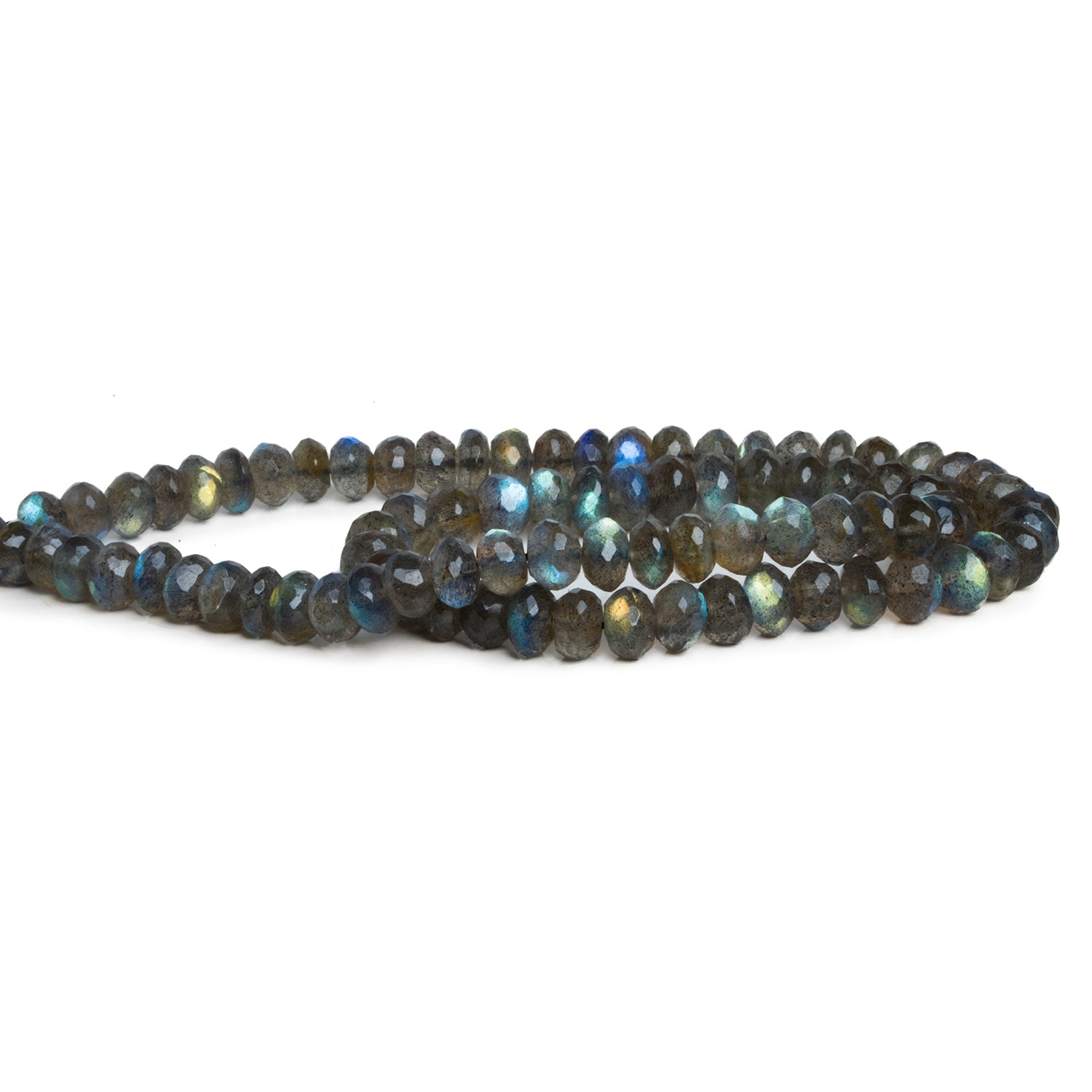 6 - 7mm Labradorite Faceted Rondelles 15 inch 78 beads - The Bead Traders