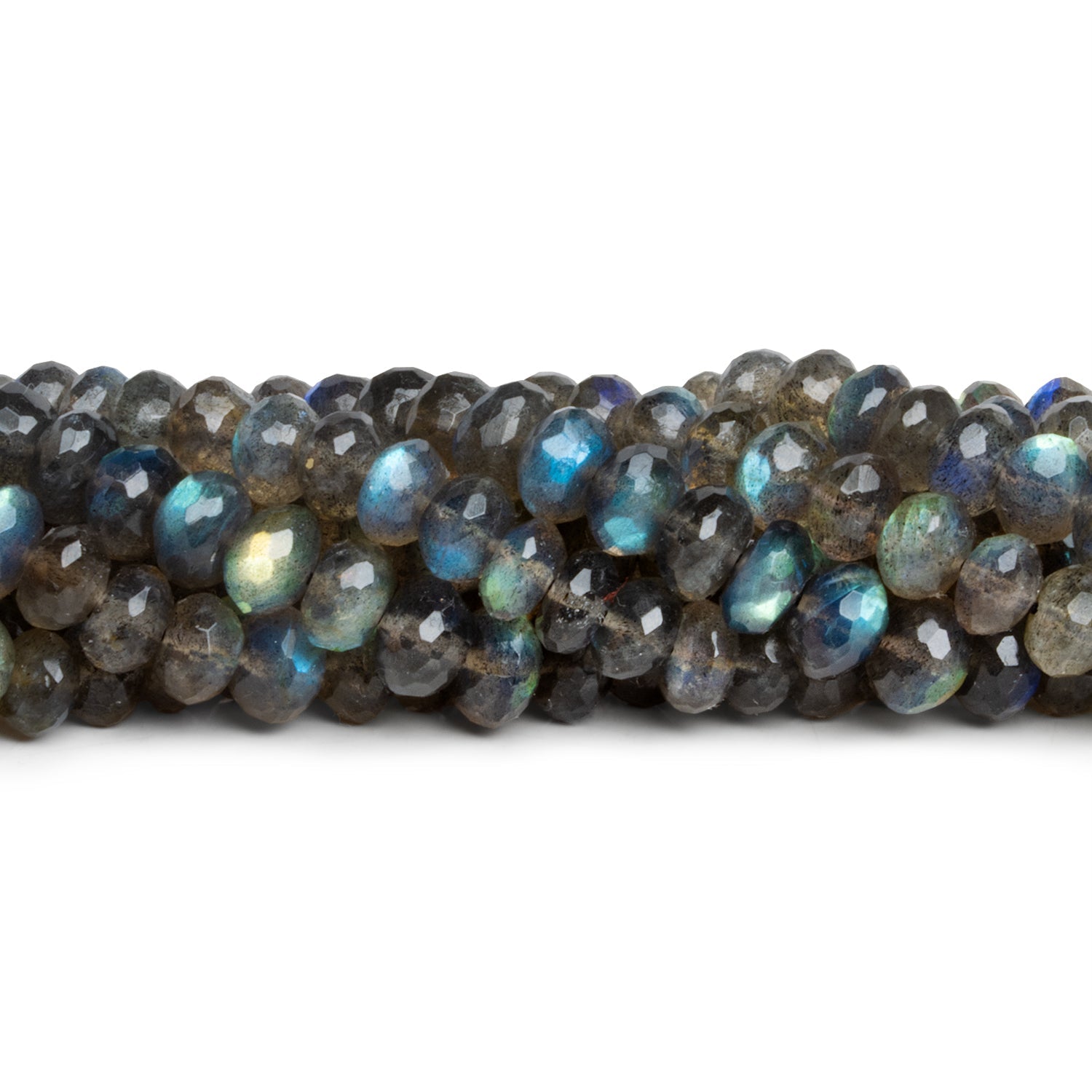 6 - 7mm Labradorite Faceted Rondelles 15 inch 78 beads - The Bead Traders