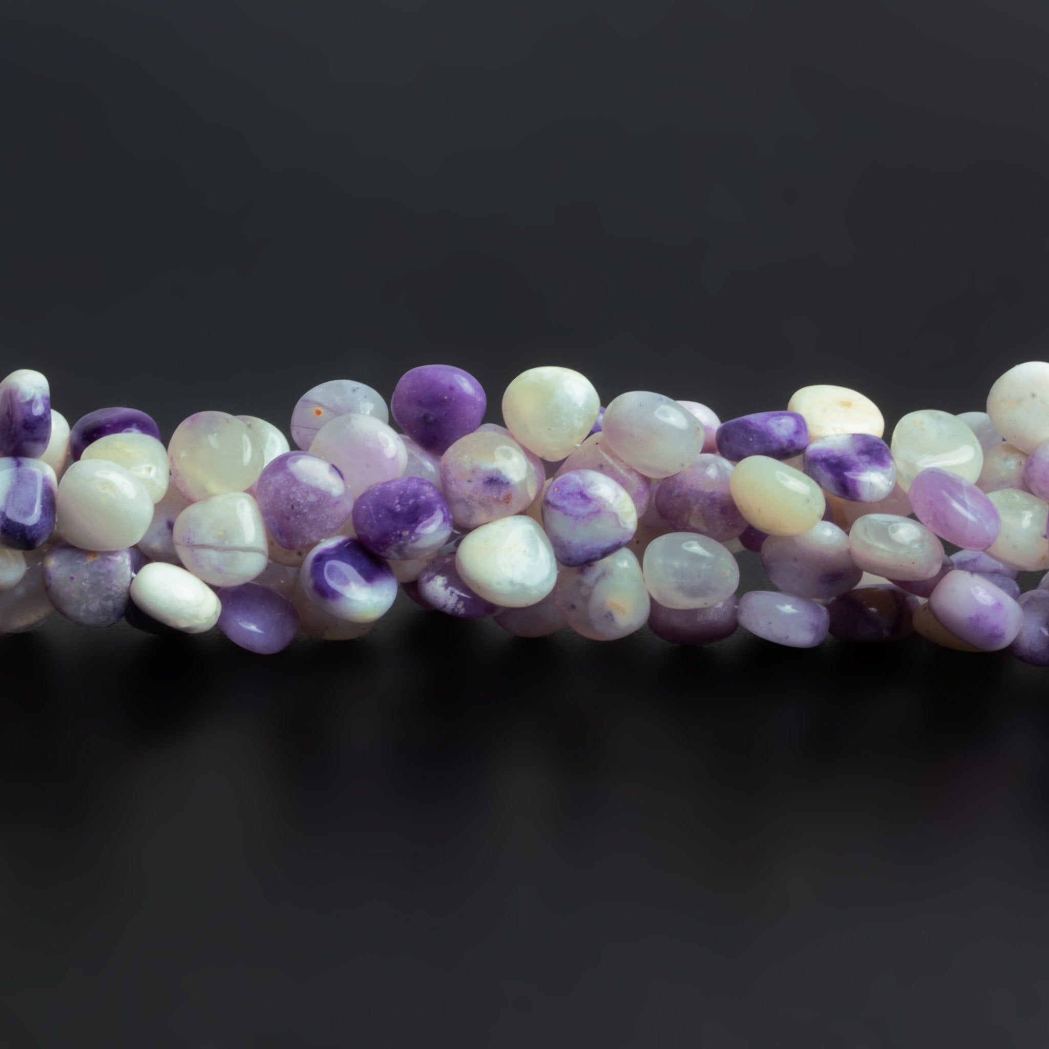 6-7mm Morado Mexican Opal Plain Hearts 6 inch 35 beads - The Bead Traders