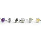 6 - 7mm Multicolor Rutilated Quartz Rondelled Black Gold Chain 29 beads - The Bead Traders