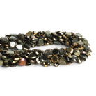6-7mm Mystic Gold-Tone Black Spinel Hearts 12 inch 48 beads - The Bead Traders