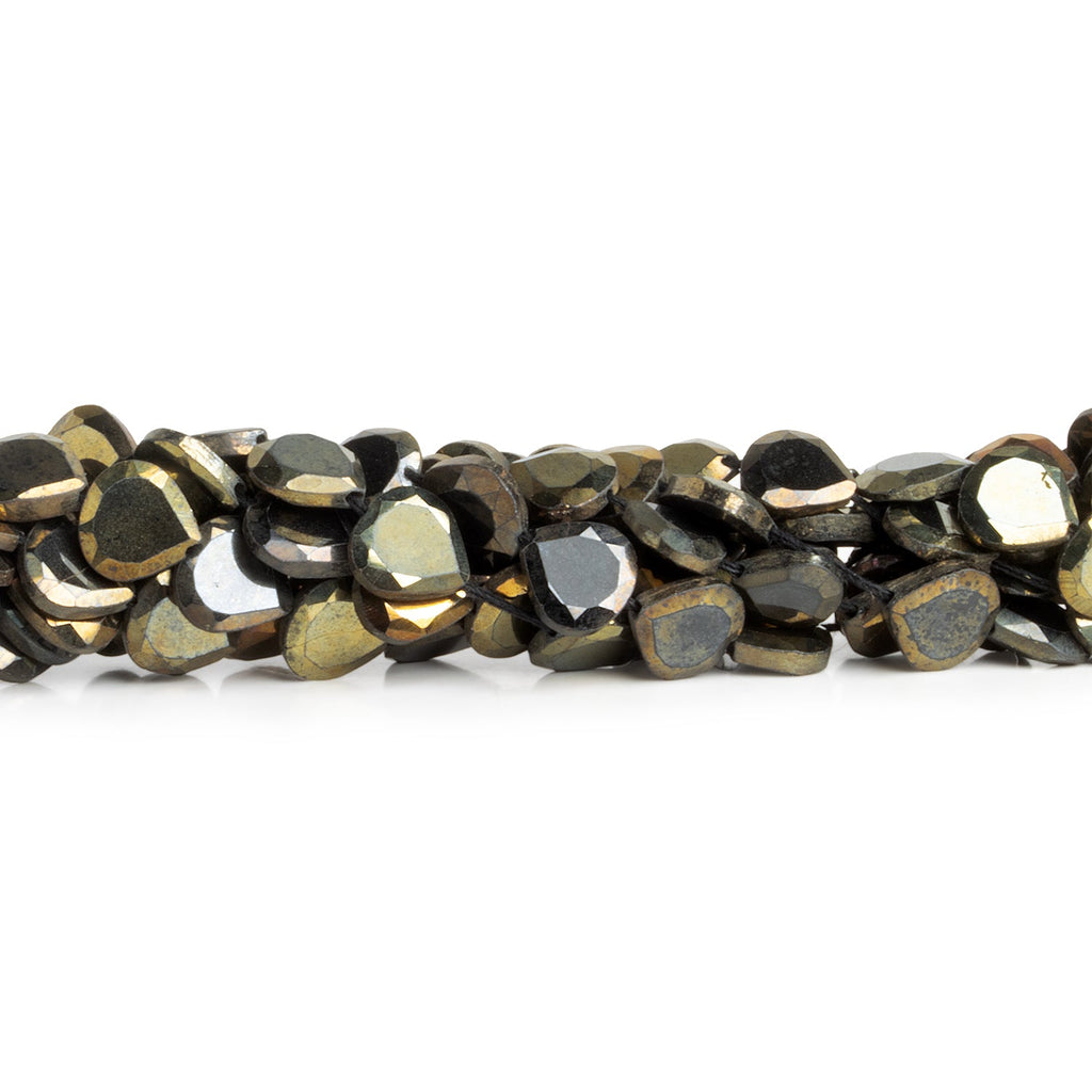 6-7mm Mystic Gold-Tone Black Spinel Hearts 12 inch 48 beads - The Bead Traders