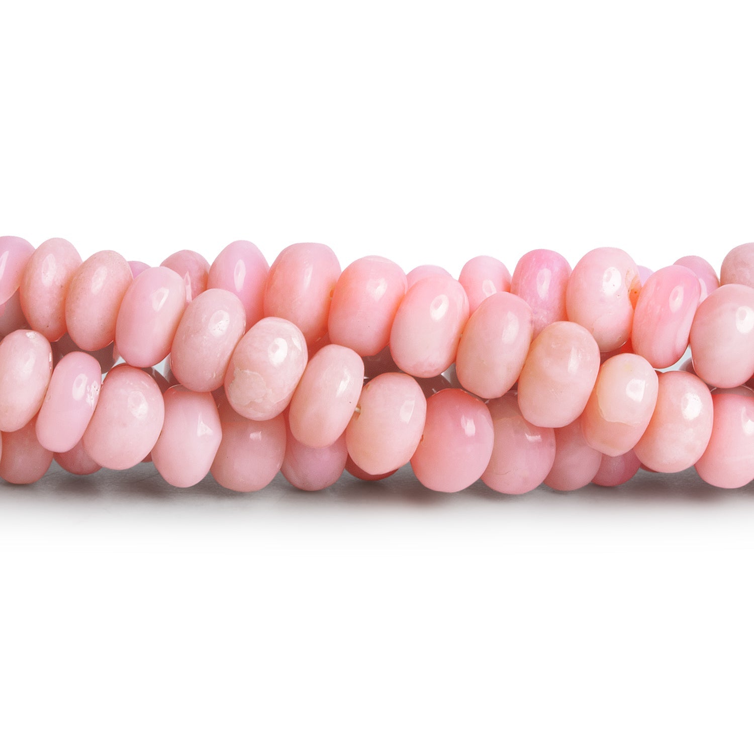 6-7mm Pink Peruvian Opal Plain Rondelles 18 inch 115 beads - The Bead Traders
