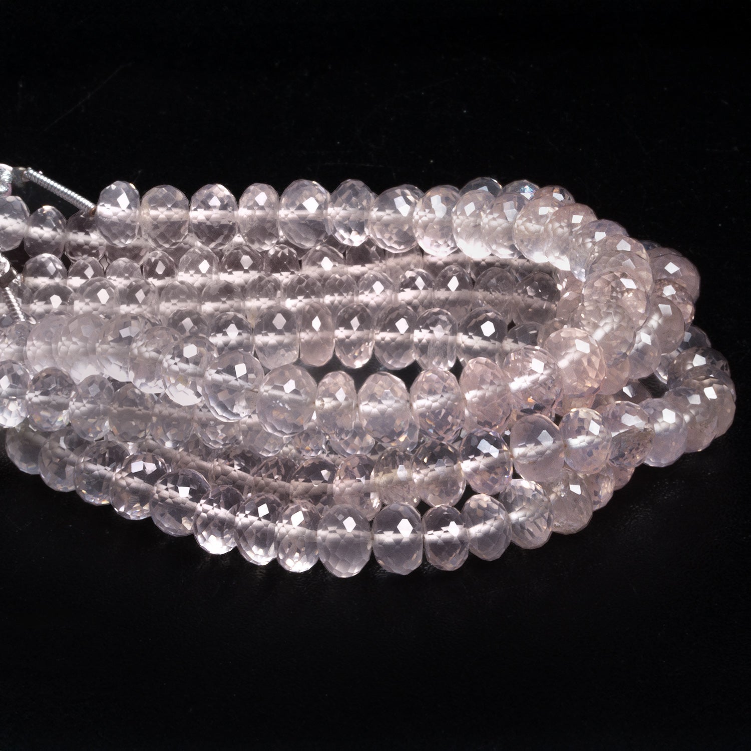 6 - 7mm Rose Quartz Faceted Rondelles 6 inch 33 beads - The Bead Traders