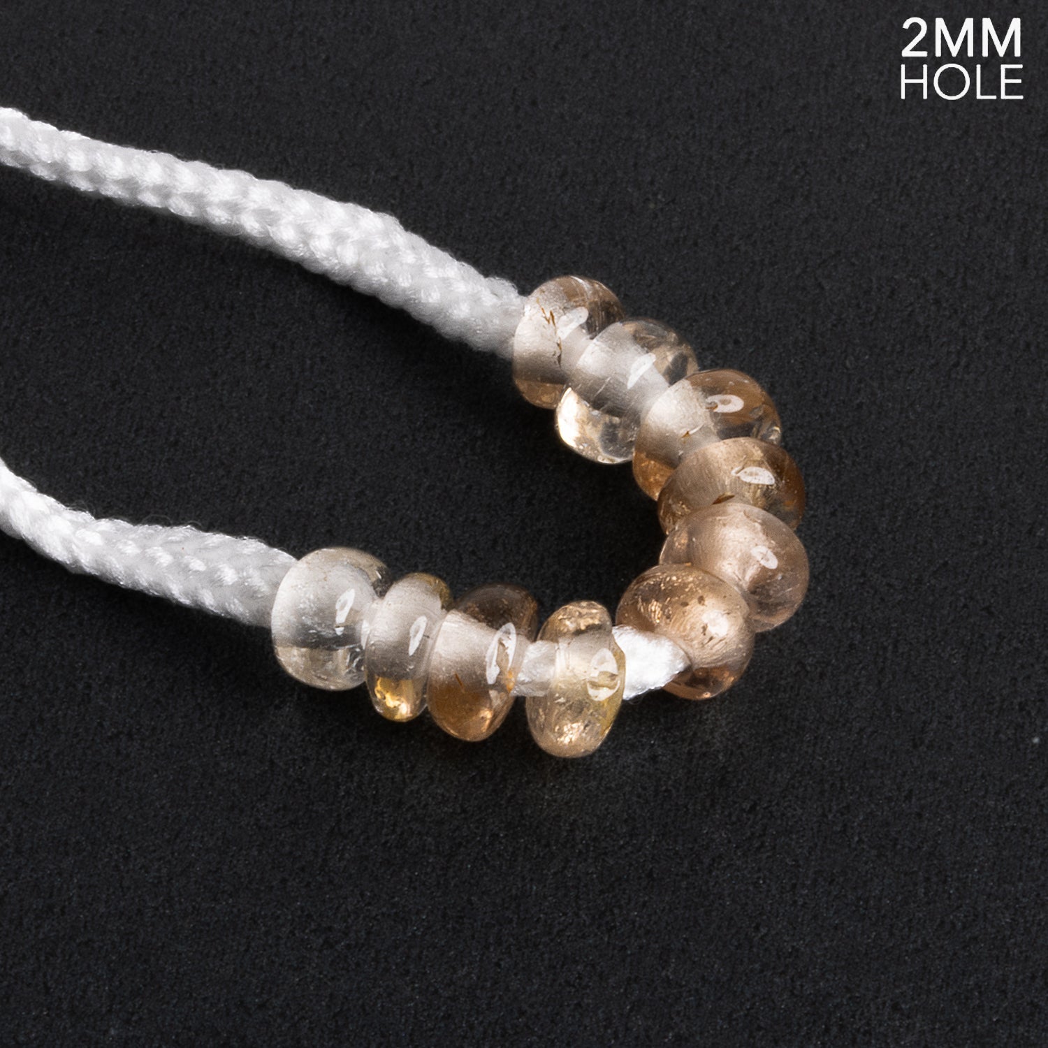 6 - 7mm Rutilated Quartz 2mm Large Hole Rondelles 10 Beads - The Bead Traders
