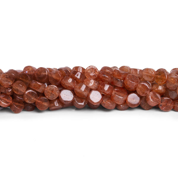 6-7mm Strawberry Quartz Handcut Coins 12 inch 40 beads