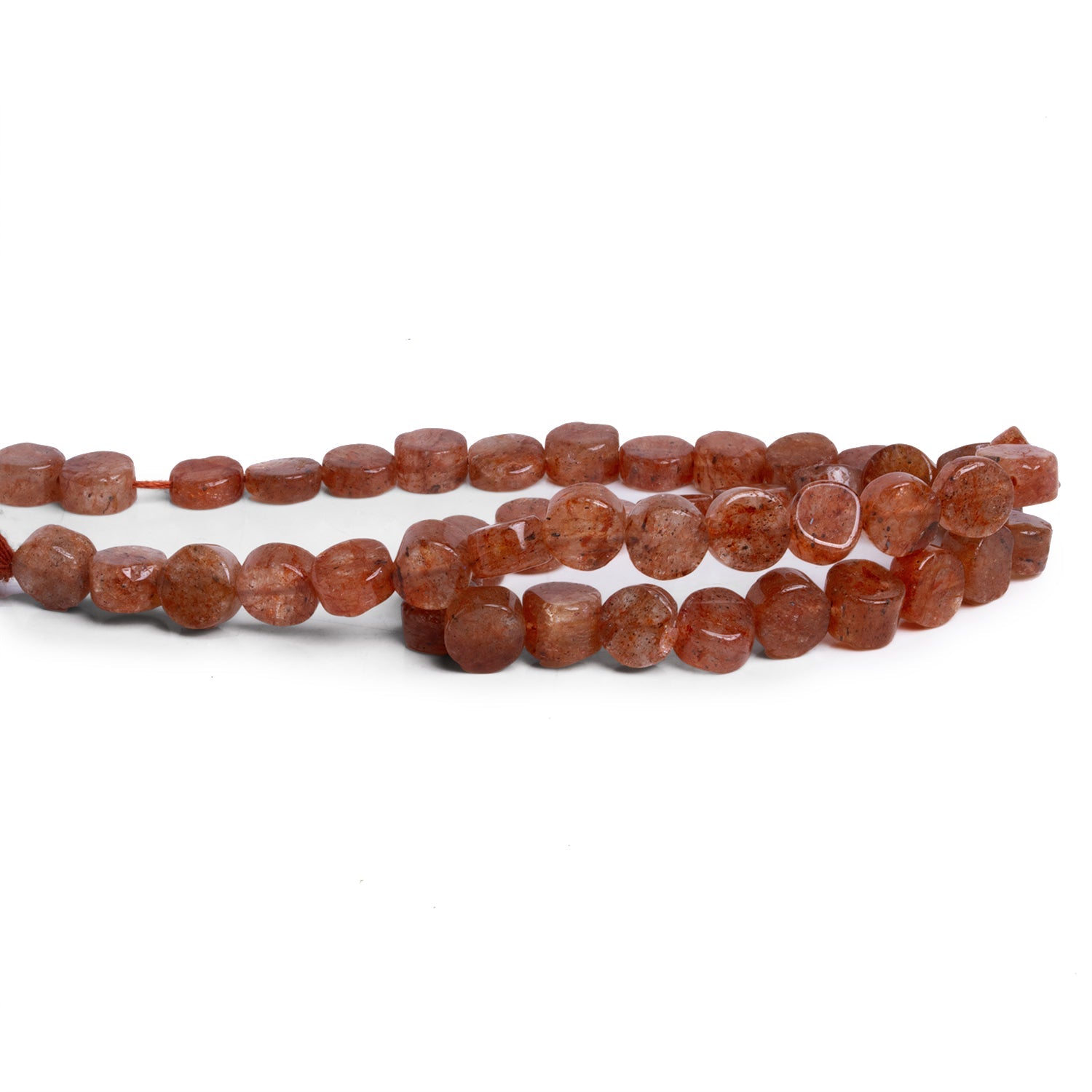 6 - 7mm Strawberry Quartz Handcut Coins 12 inch 40 beads - The Bead Traders