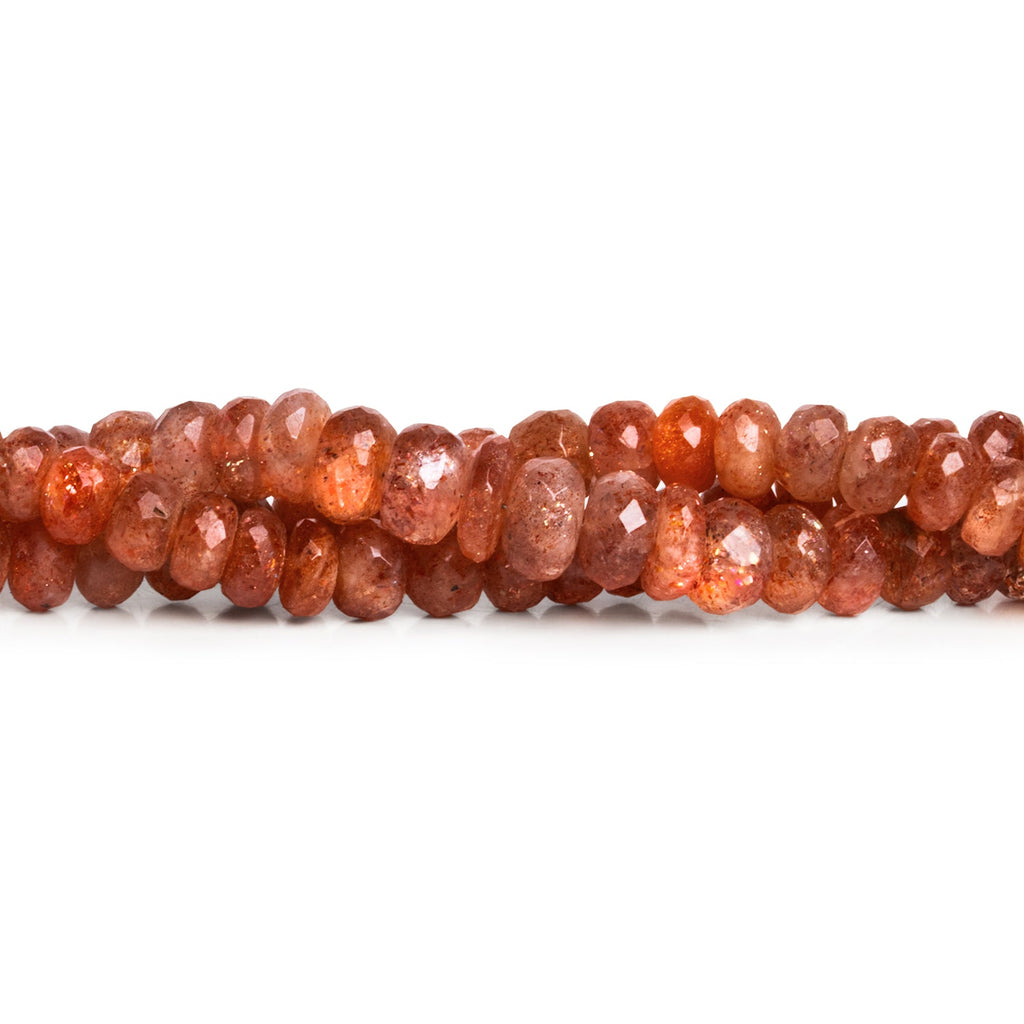 6 - 7mm Sunstone Faceted Rondelles 8 inch 45 beads - The Bead Traders