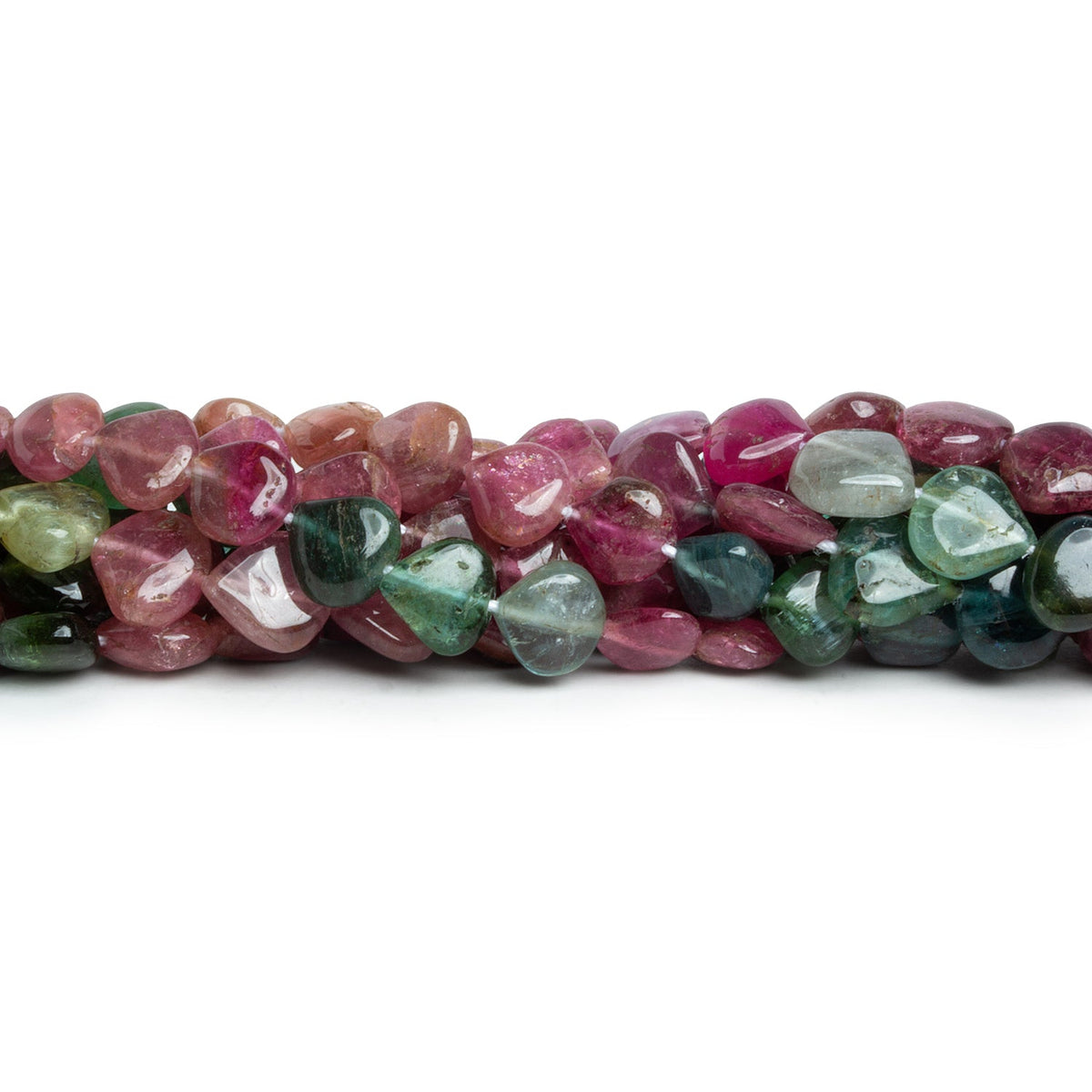 6-7mm Tourmaline Plain Hearts 14 inch 55 beads - The Bead Traders