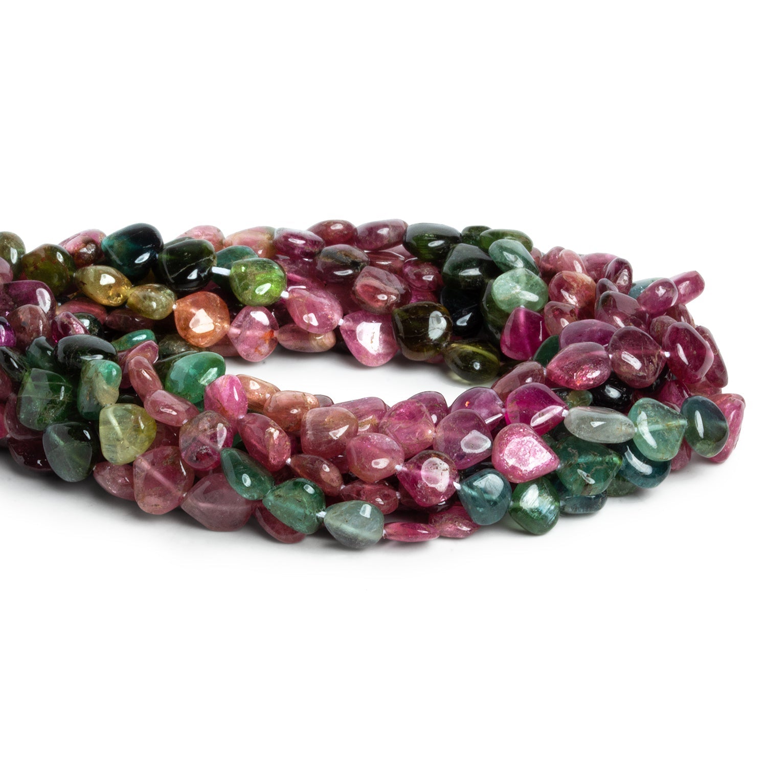 6-7mm Tourmaline Plain Hearts 14 inch 55 beads - The Bead Traders