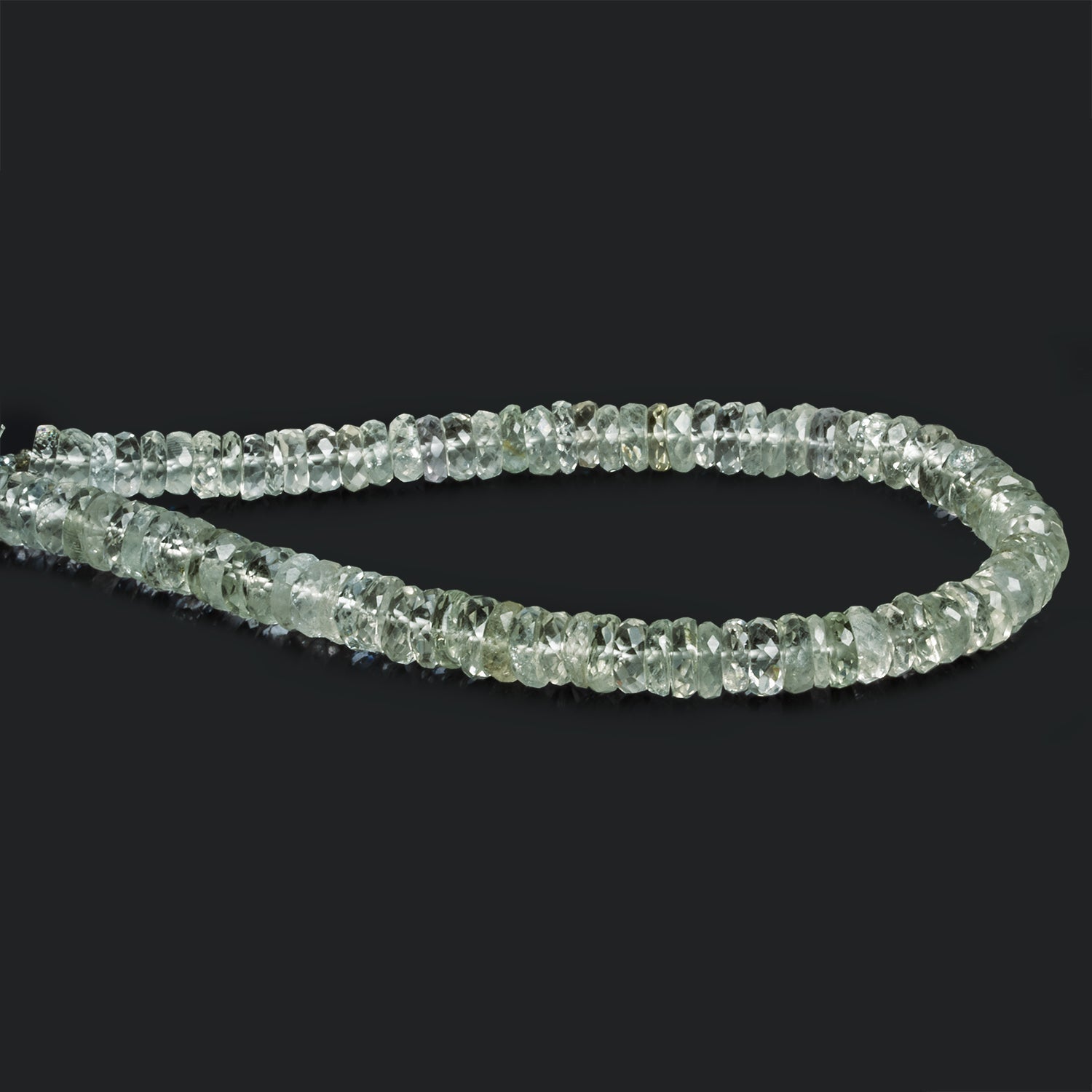 6 - 8.5mm Aquamarine Faceted Heishis 8 inch 75 beads - The Bead Traders