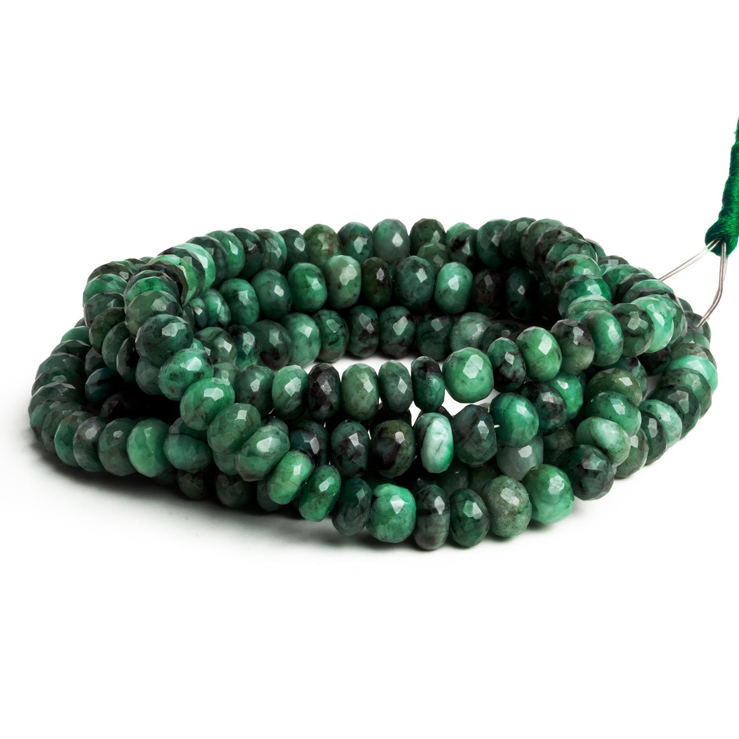 6-8mm Brazilian Emerald Faceted Rondelles 16 inch 81 beads - The Bead Traders
