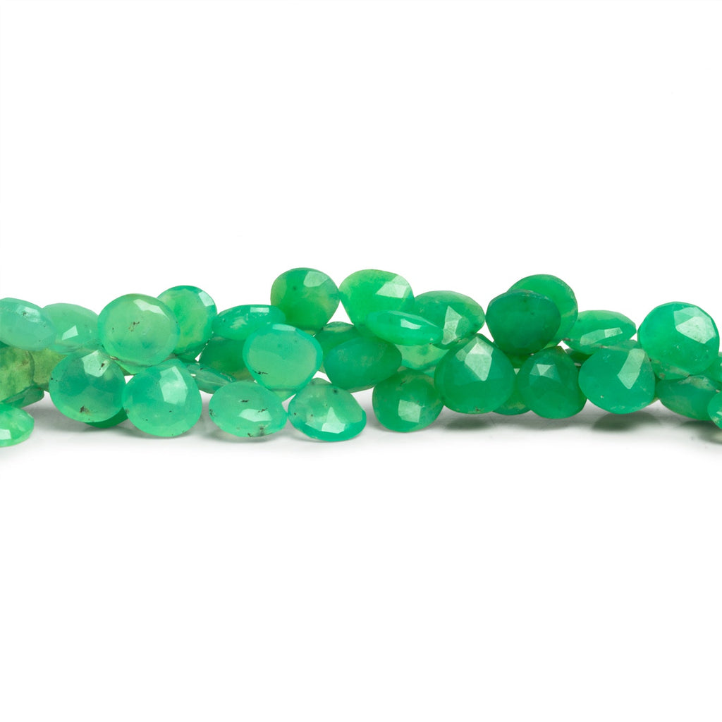 6 - 8mm Chrysoprase Faceted Hearts 8 inch 58 beads - The Bead Traders