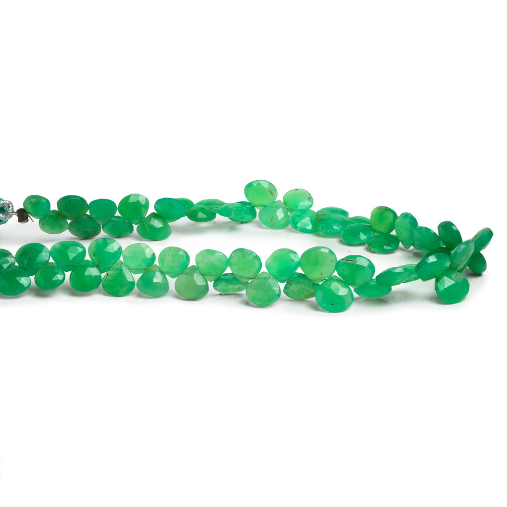 6 - 8mm Chrysoprase Faceted Hearts 8 inch 58 beads - The Bead Traders