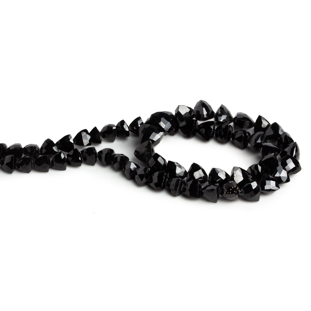 6-9mm Black Spinel Faceted Trillions 15 inch 59 beads - The Bead Traders