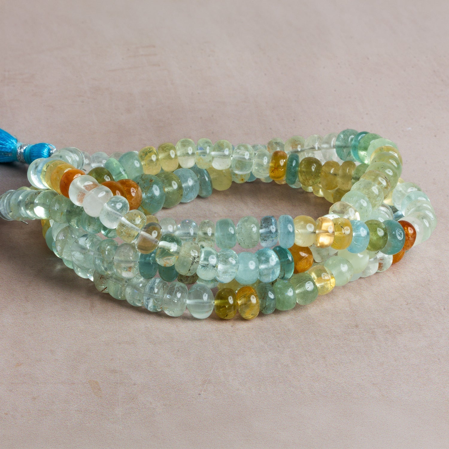 6 - 9mm Multi Beryl Plain Rondelles 16 inch 105 beads - The Bead Traders