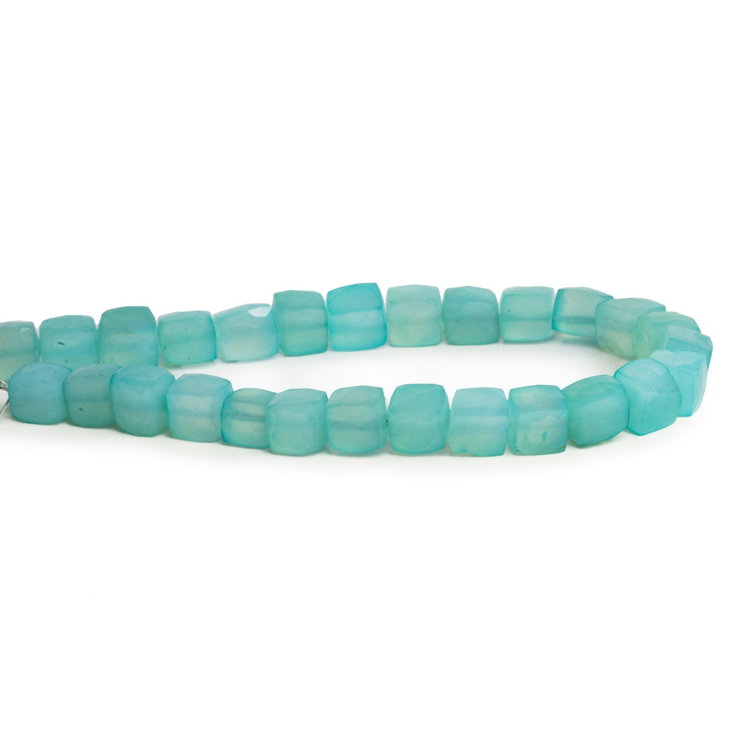 6 - 9mm Seafoam Blue Chalcedony 7 inch 21 beads - The Bead Traders