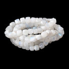 6.5 - 10mm Rainbow Moonstone faceted cubes 16 inch 49 beads - The Bead Traders