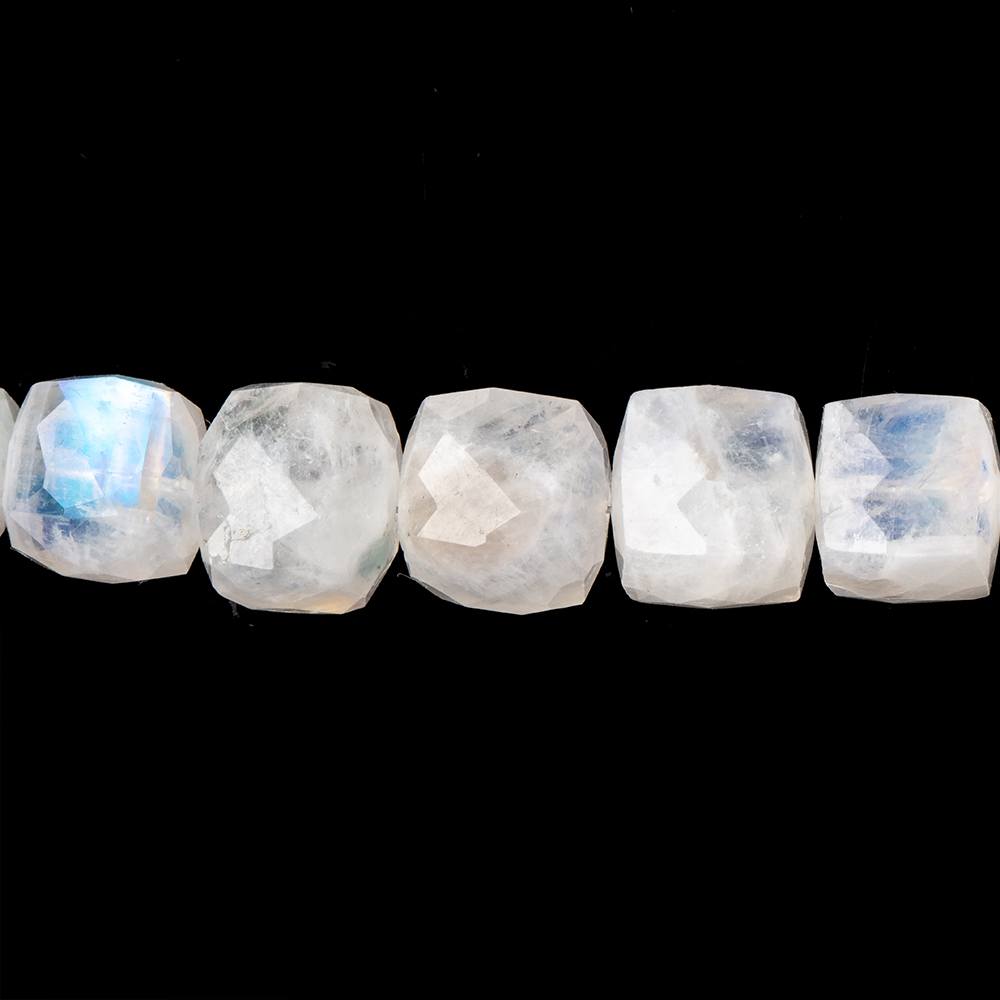6.5 - 10mm Rainbow Moonstone faceted cubes 16 inch 49 beads - The Bead Traders