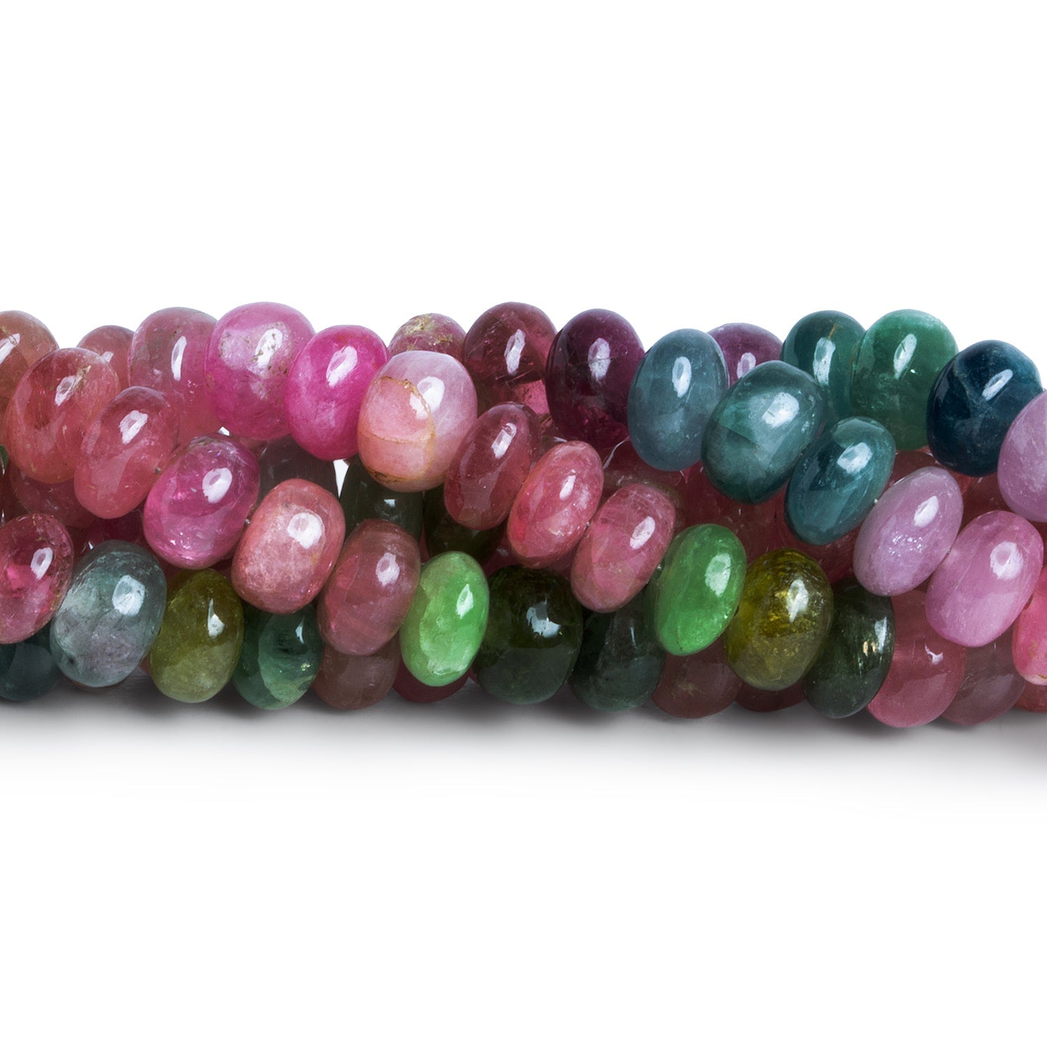 6.5-7mm Multicolor Tourmaline Plain Rondelles 15 inch 94 beads - The Bead Traders