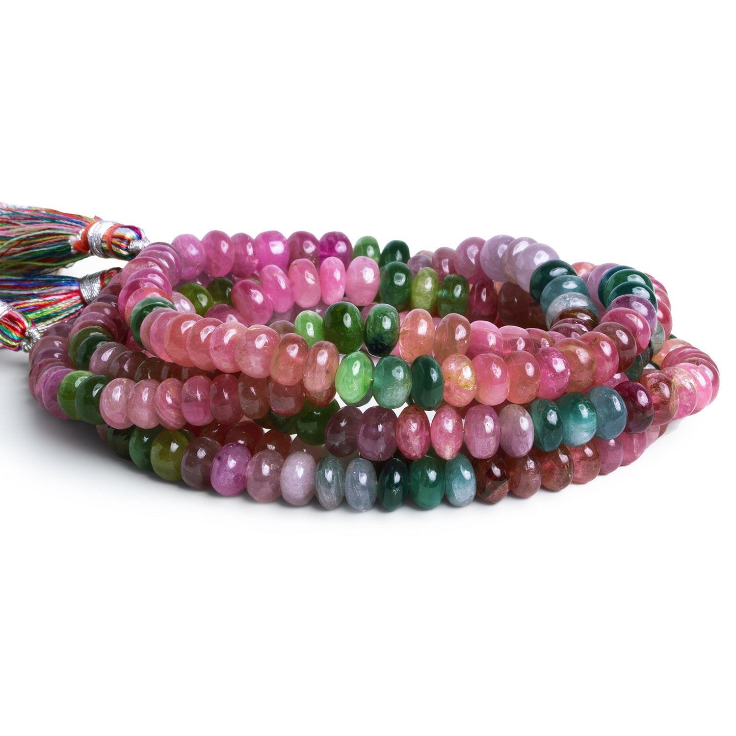 6.5-7mm Multicolor Tourmaline Plain Rondelles 15 inch 94 beads - The Bead Traders