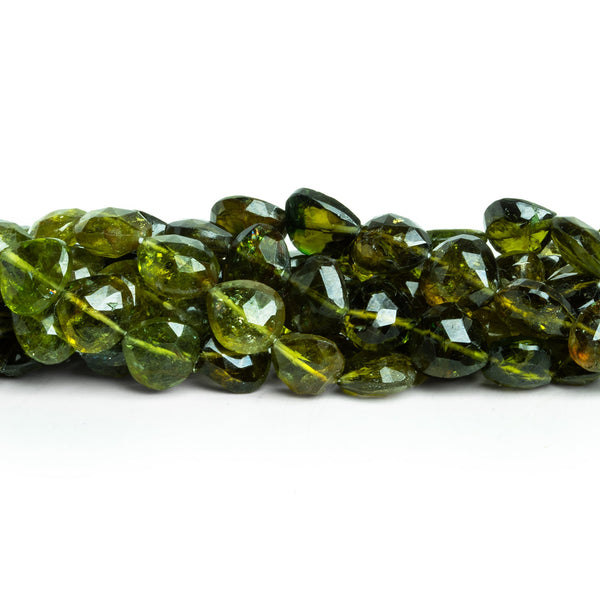 6.5-9mm Chrome Tourmaline Faceted Hearts 17 inch 60 beads