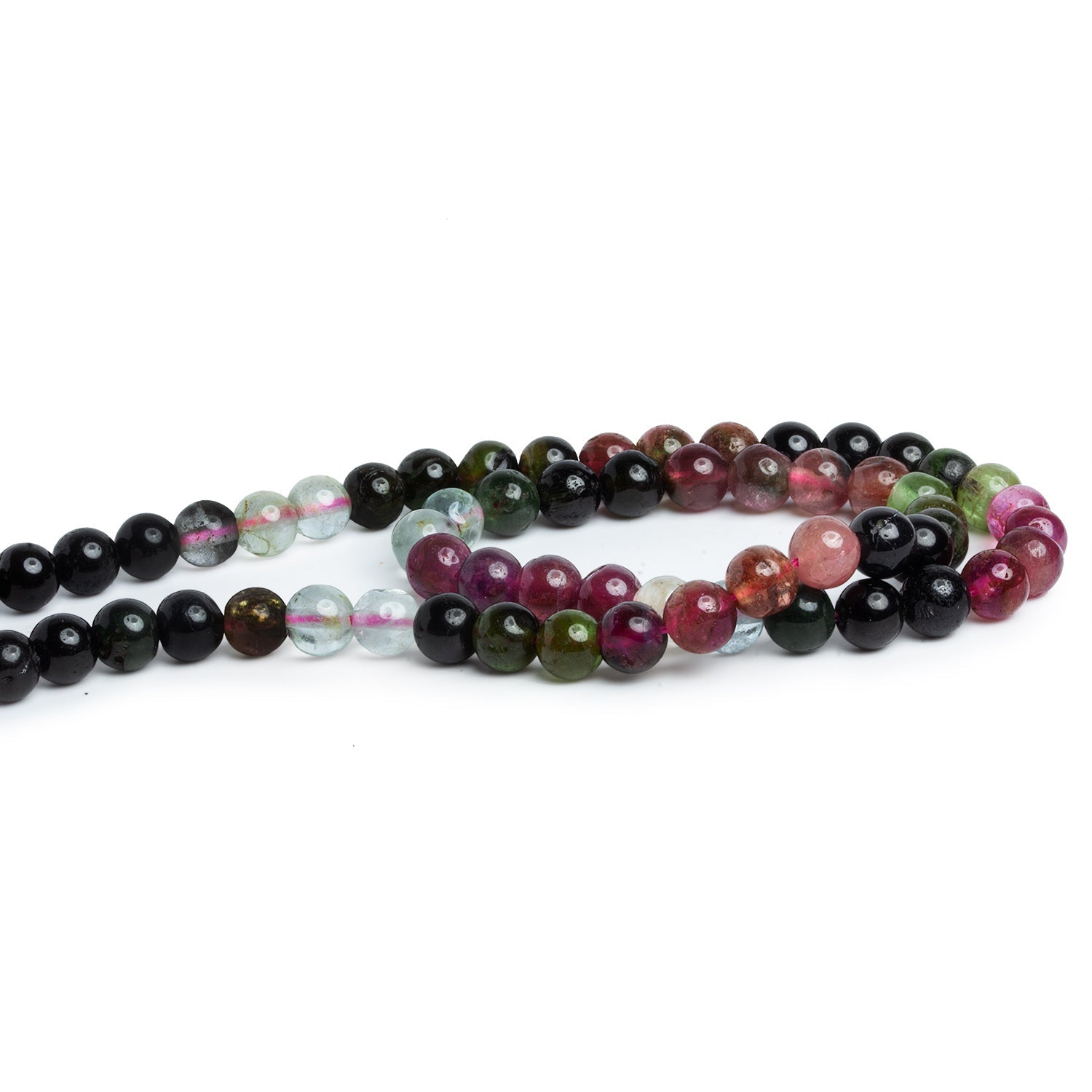 6.5mm Multicolor Tourmaline Plain Rounds 1mm Large Hole 14 inch 58 beads - The Bead Traders