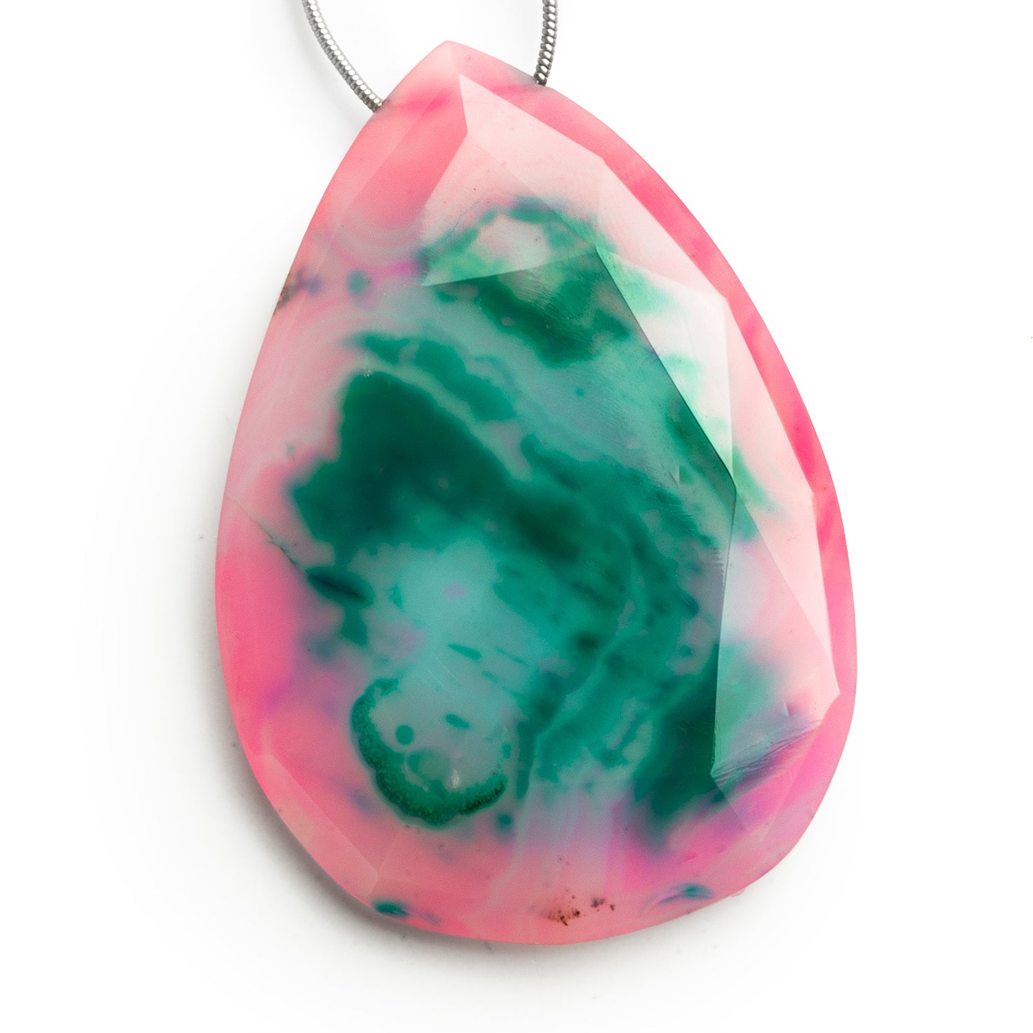 65x46mm Multicolor Agate Faceted Pear Focal 1 bead - The Bead Traders