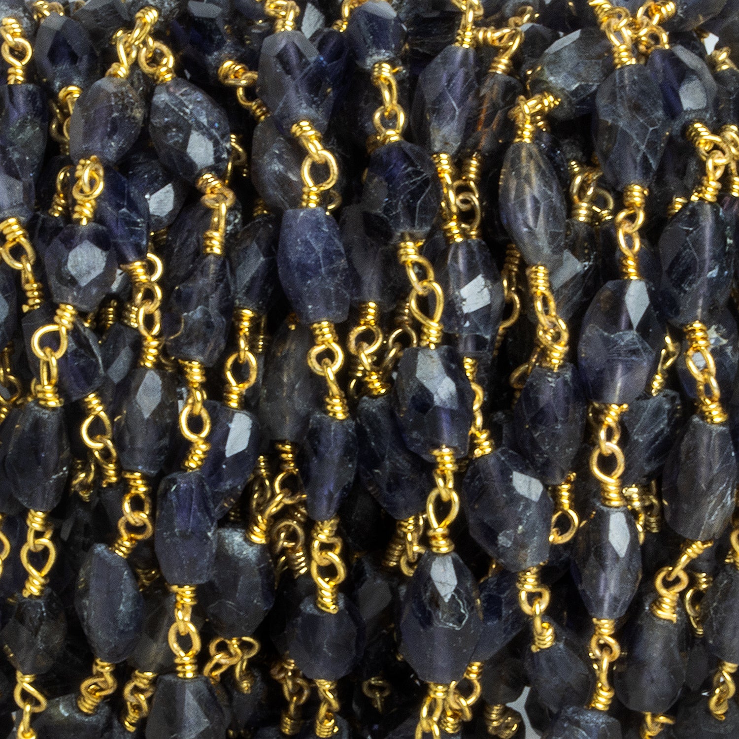 6.5x5mm Iolite Faceted Oval Gold Chain 25 beads - The Bead Traders
