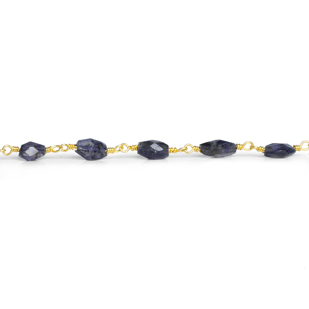 6.5x5mm Iolite Faceted Oval Gold Chain 25 beads - The Bead Traders