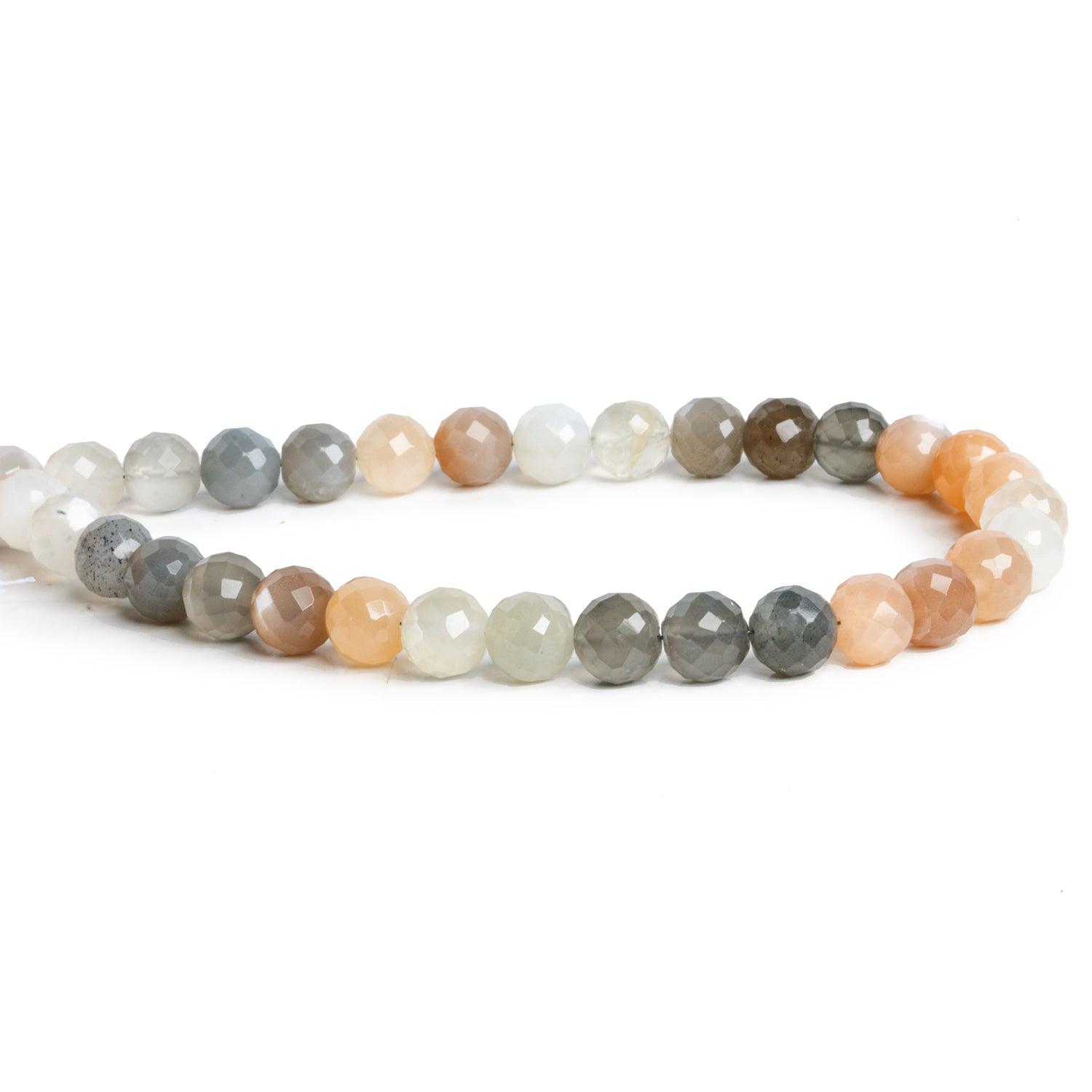 7mm Multi Color Moonstone Faceted Round Beads 9 inch 33 pieces - The Bead Traders