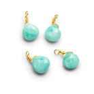 6mm Amazonite Wire - Wrapped Heart Pendants 4 beads - The Bead Traders