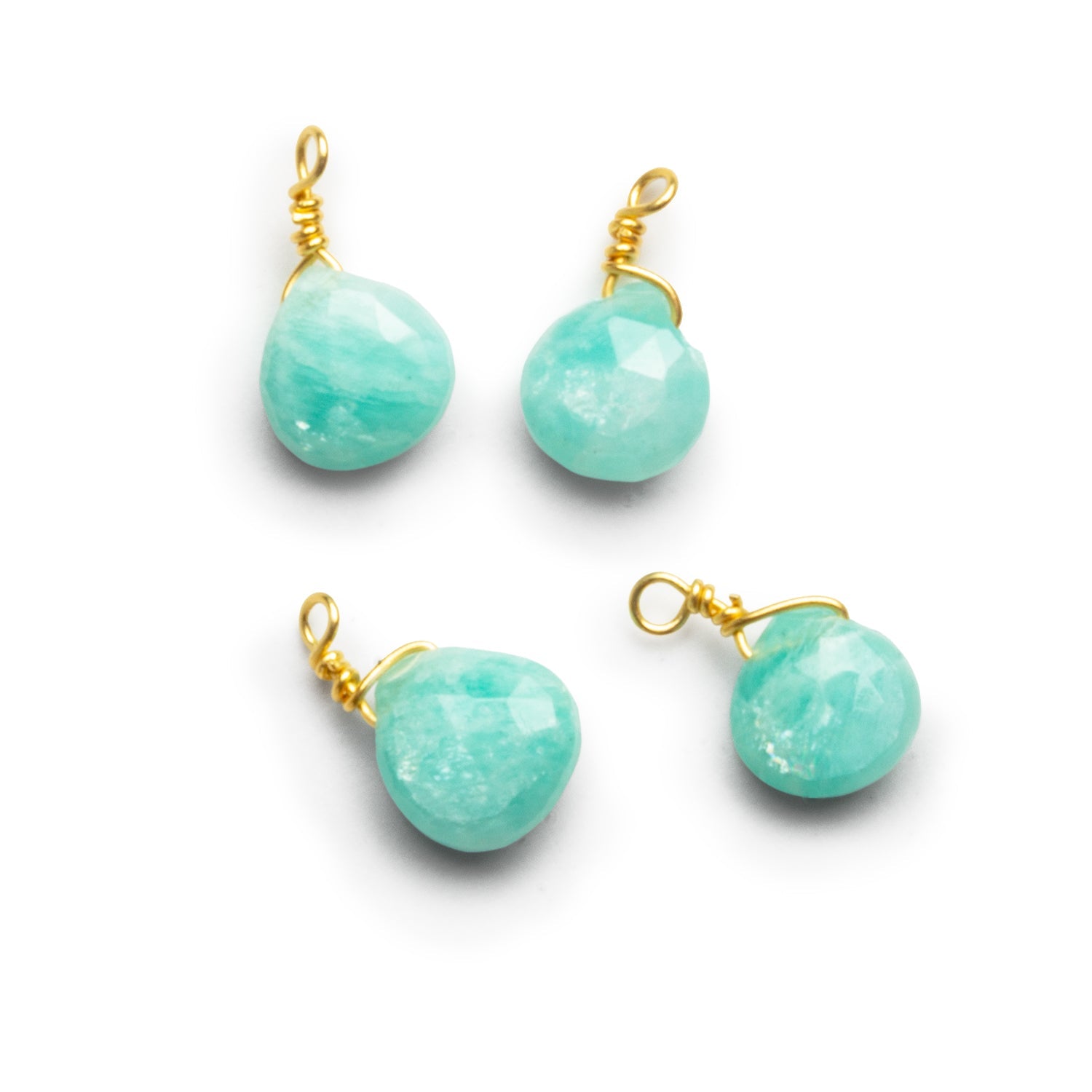 6mm Amazonite Wire - Wrapped Heart Pendants 4 beads - The Bead Traders