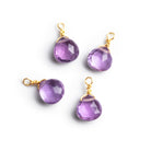 6mm Amethyst Wire - Wrapped Heart Pendants 4 beads - The Bead Traders