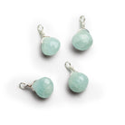 6mm Aquamarine Wire - Wrapped Heart Pendants 4 beads - The Bead Traders