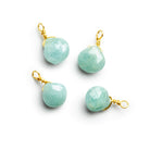 6mm Aquamarine Wire - Wrapped Heart Pendants 4 beads - The Bead Traders