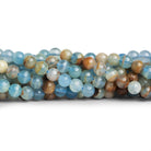 6mm Argentina Lemurian Aquantine Calcite Rounds 15 inch 67 beads - The Bead Traders