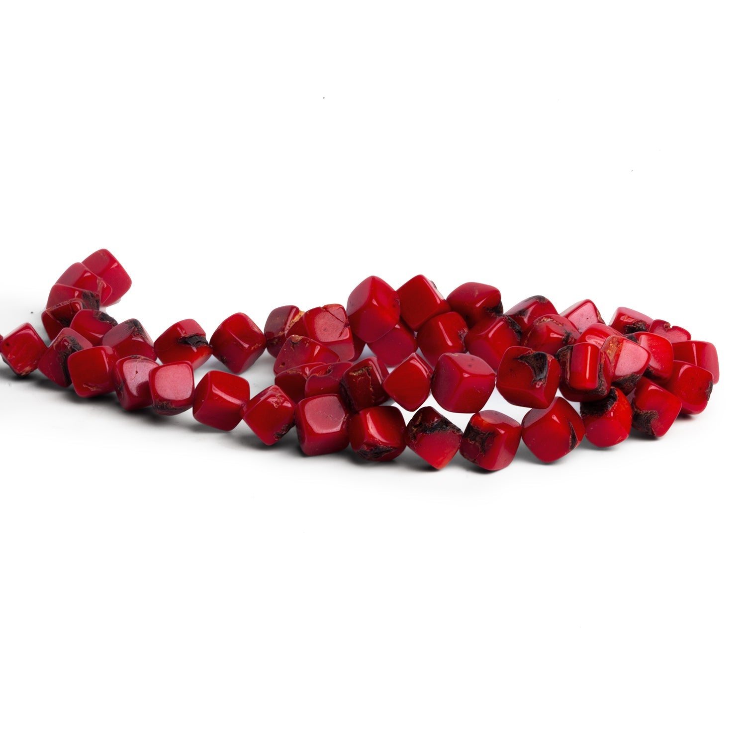 6mm Bamboo Coral Cubes 16 inch 53 beads - The Bead Traders